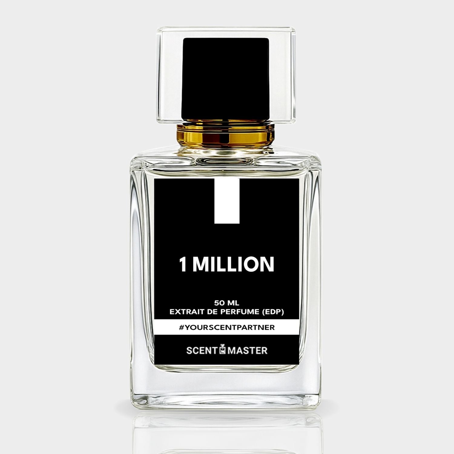 Perfume bottle labeled '1 Million' by Scent Master on a white background
