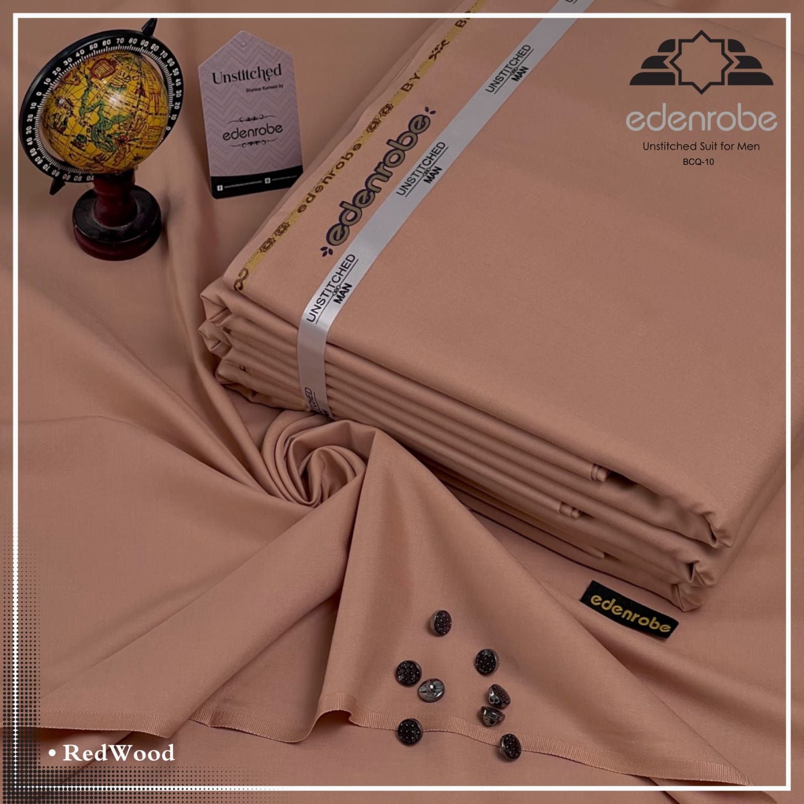 Edenrobes Prime Micro Fiber Boski Unstitched Suit for Men | Red Wood | BCQ-10