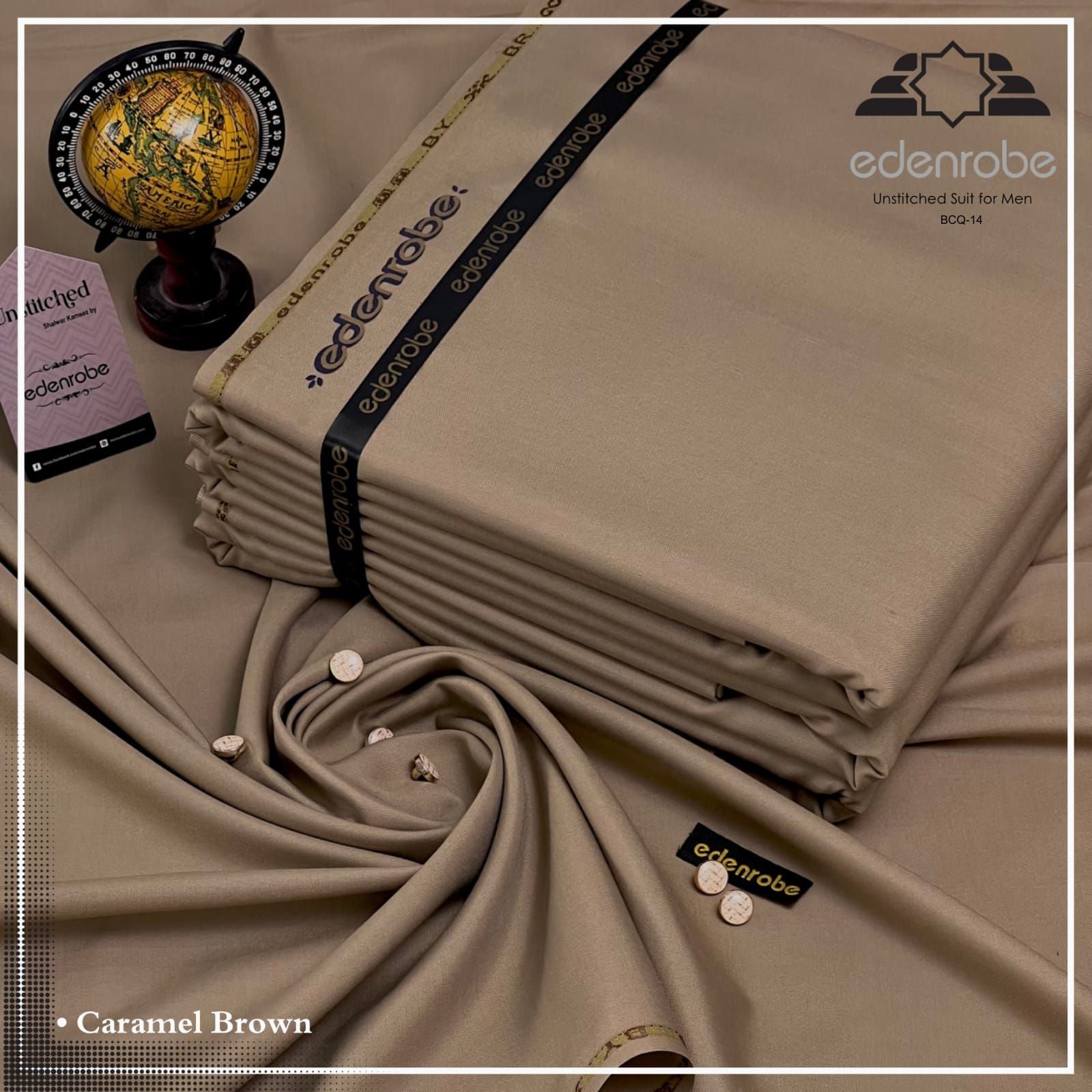 Edenrobes Prime Micro Fiber Boski Unstitched Suit for Men | Caramel Brown | BCQ-14