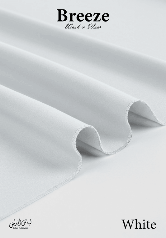 Breeze Premium Tropical Wash and Wear Unstitched Fabric for Men | White