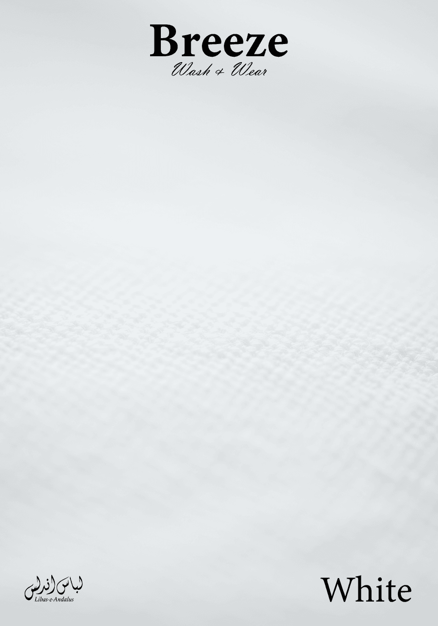 Breeze Premium Tropical Wash and Wear Unstitched Fabric for Men | White