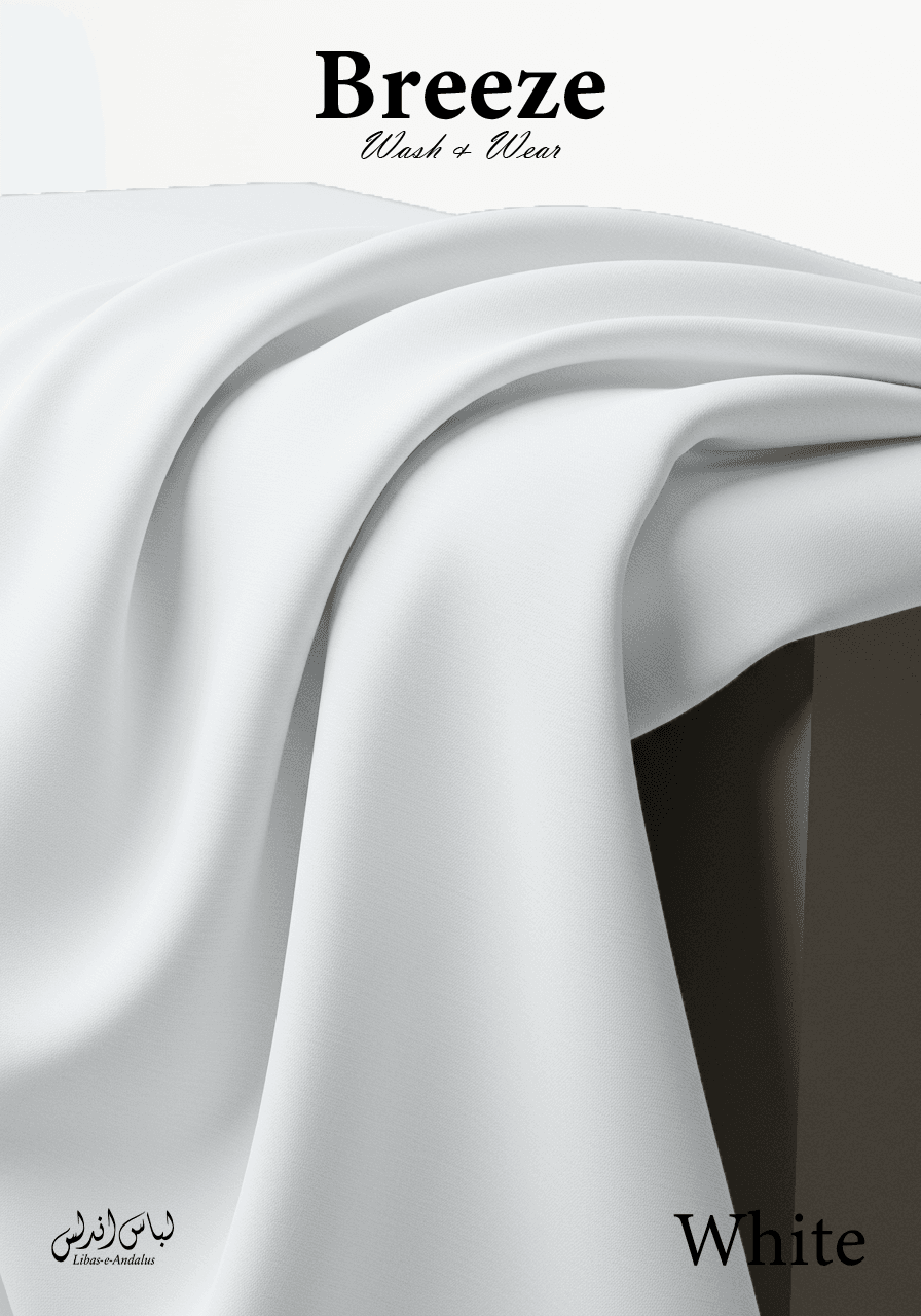 Breeze Premium Tropical Wash and Wear Unstitched Fabric for Men | White