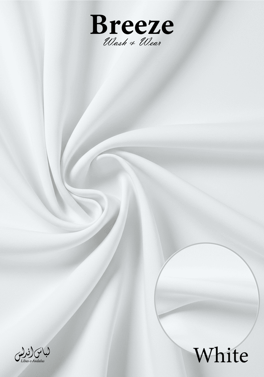 Breeze Premium Tropical Wash and Wear Unstitched Fabric for Men | White