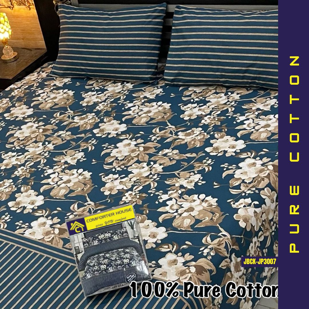 Pure Cotton Bed Sheet | Double Bed | King Size | Box Pack | JBCK-JP3007