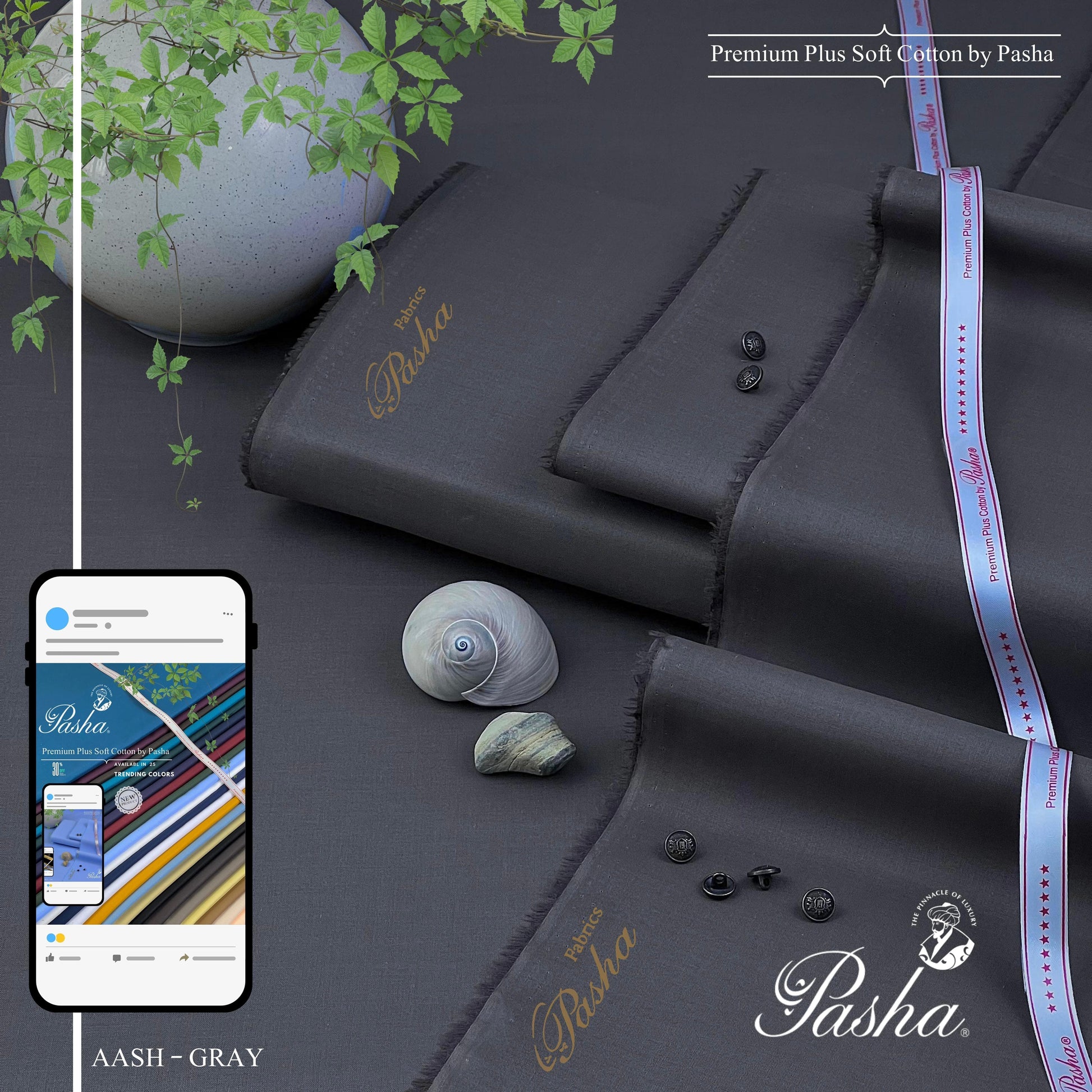 PASHA Premium Plus Cotton Unstitched Suit for Men | Ash Gray