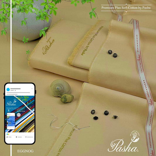 PASHA Premium Plus Cotton Unstitched Suit for Men | Eggnog