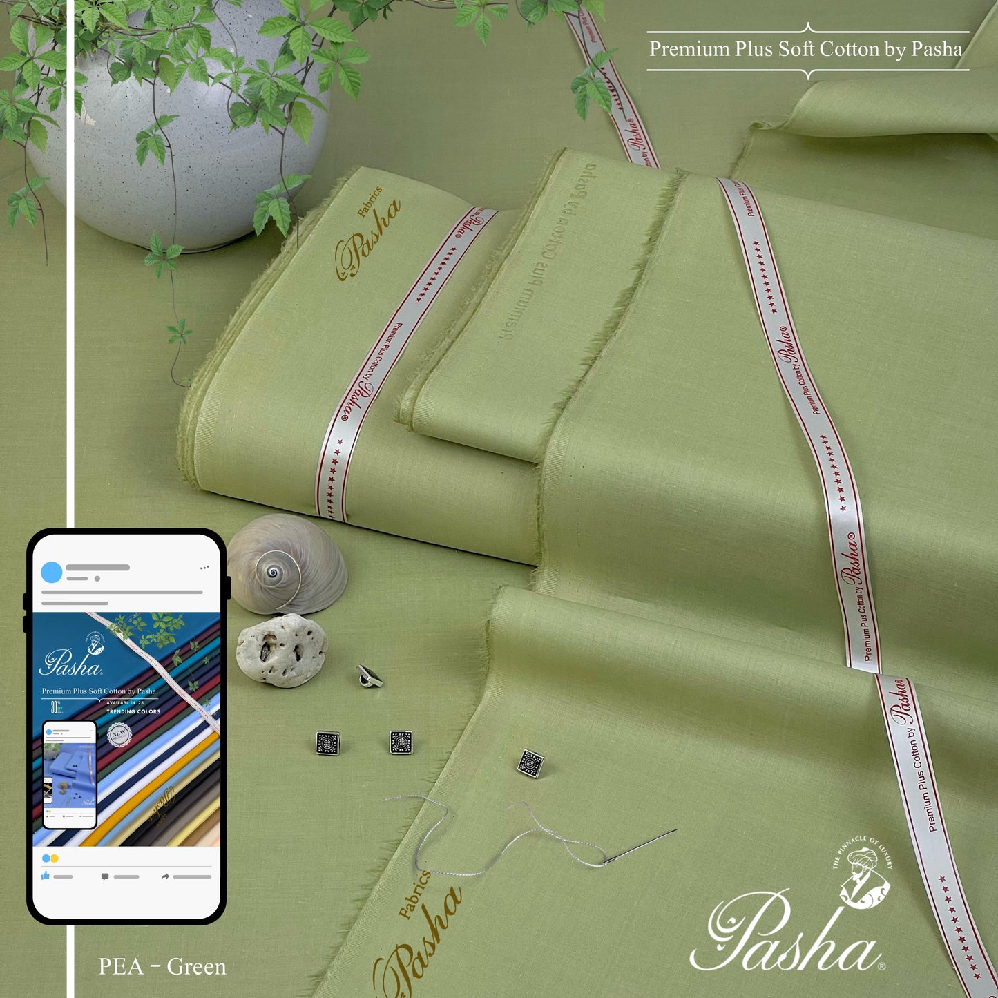 PASHA Premium Plus Cotton Unstitched Suit for Men | Pea Green