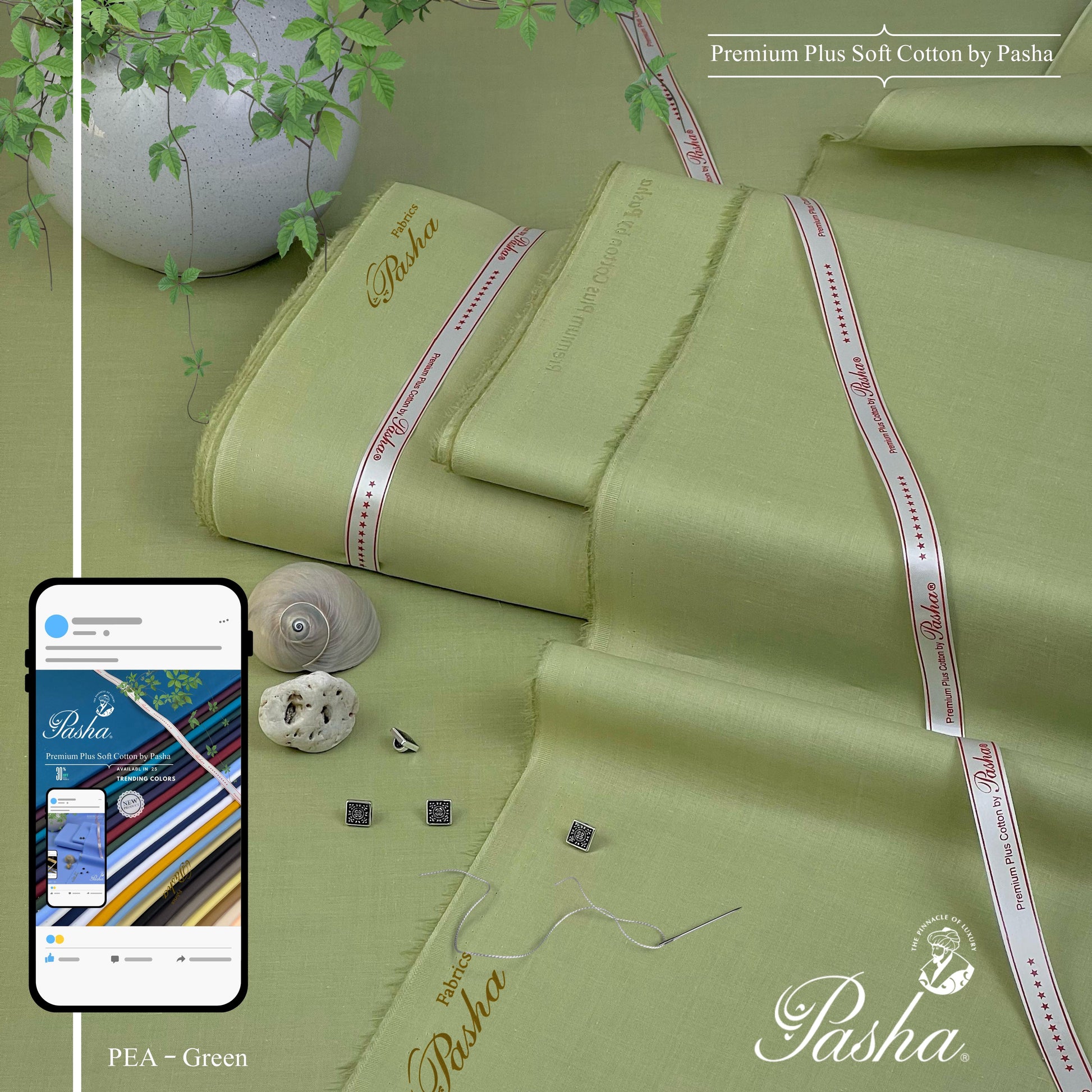 PASHA Premium Plus Cotton Unstitched Suit for Men | Pea Green