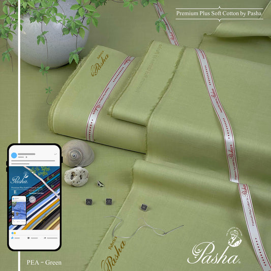 PASHA Premium Plus Cotton Unstitched Suit for Men | Pea Green