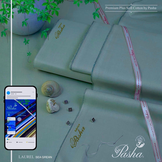 PASHA Premium Plus Cotton Unstitched Suit for Men | Sea Green