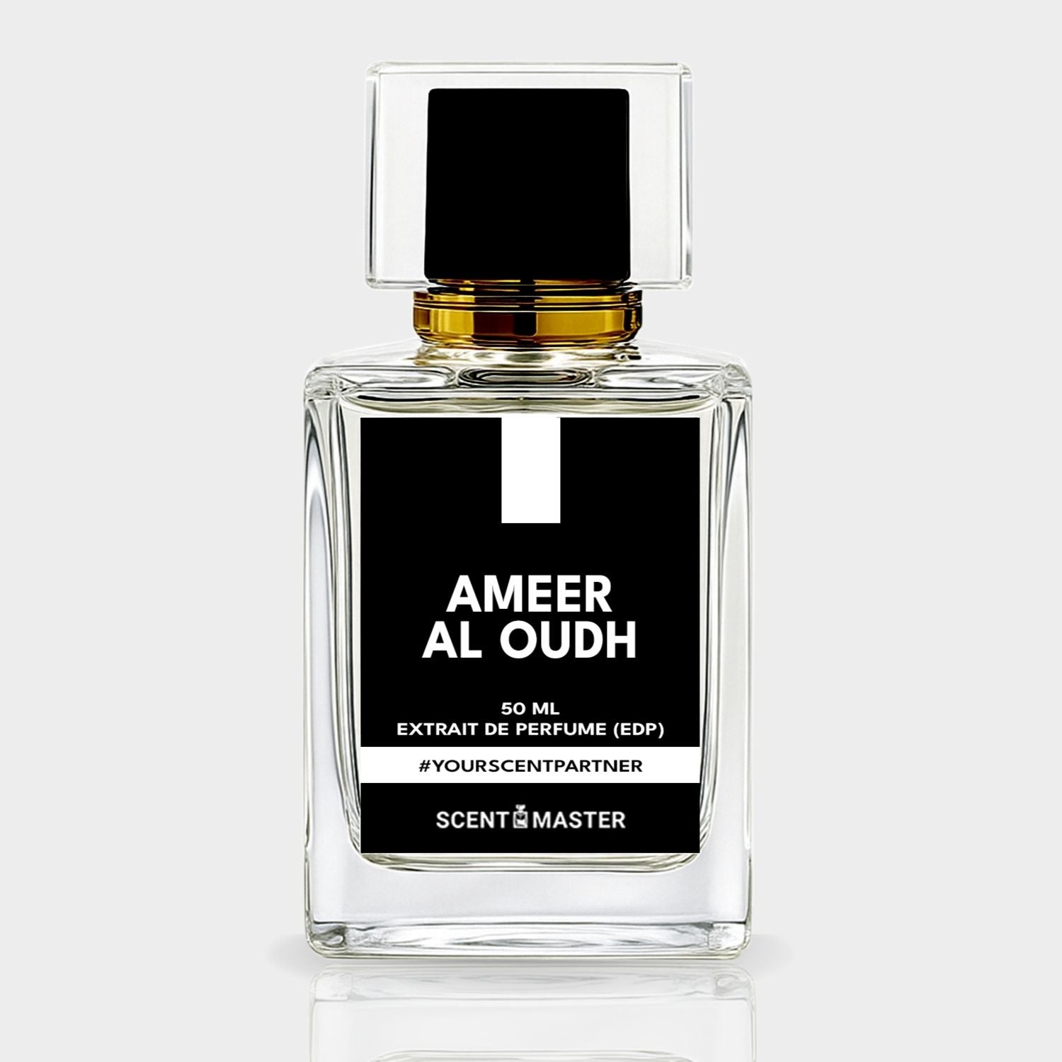 Perfume bottle labeled 'Ameer Al Oudh' on a white background