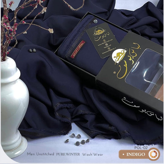 Libas-e-Yousaf Polaris Premium Quality Winter Wash and Wear Unstitched Suit for Men | POL-02 | Indigo