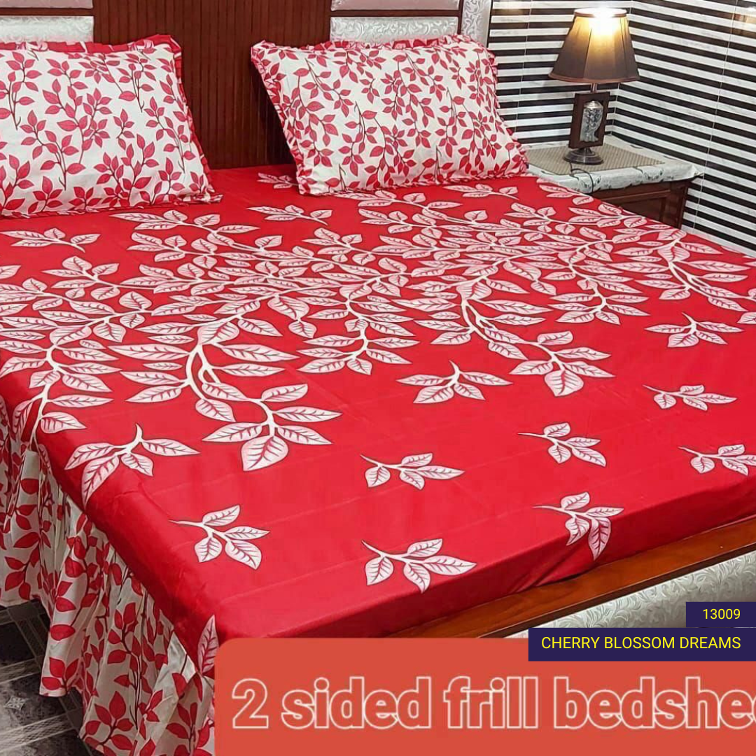 Cherry Blossom Dreams - Frilled Bed Sheet