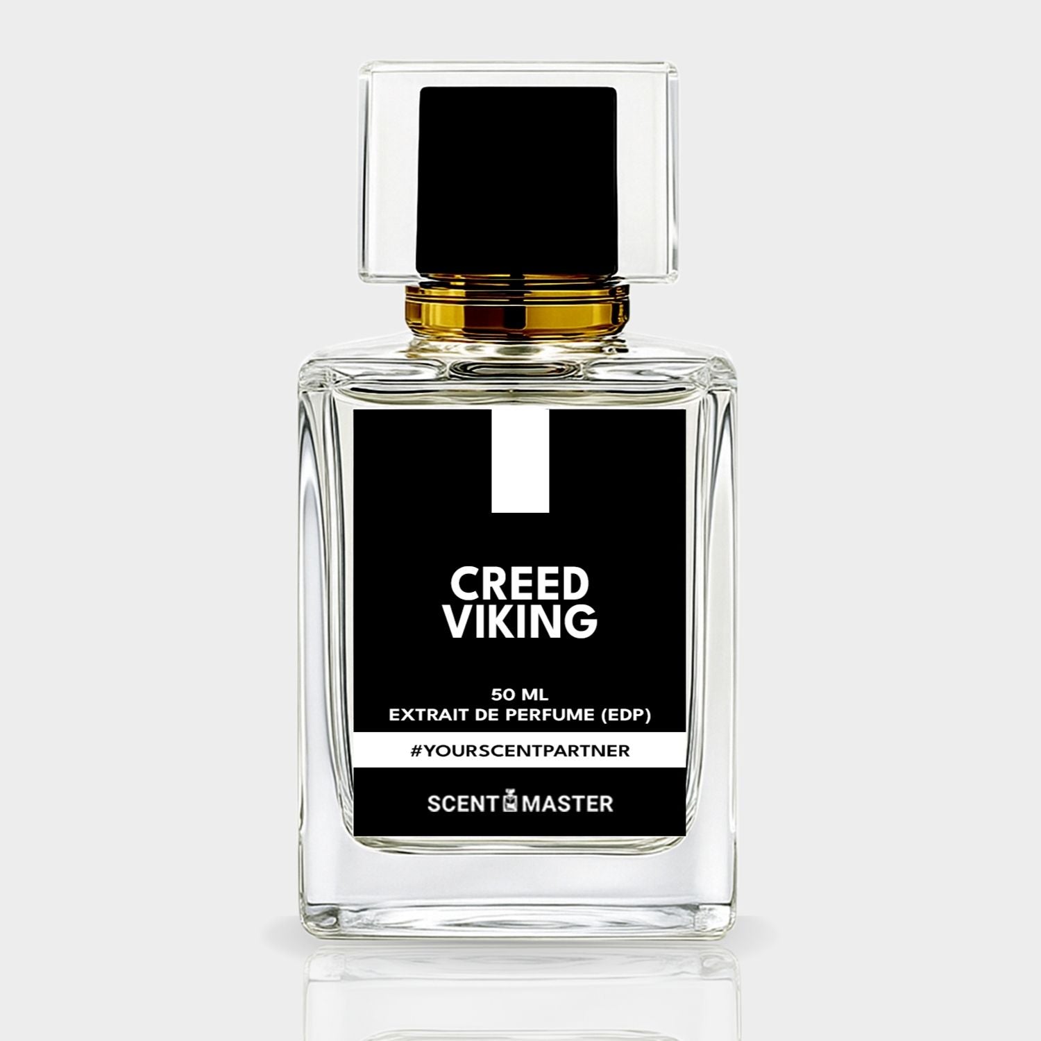 Perfume bottle labeled 'Creed Viking' on a light gray background
