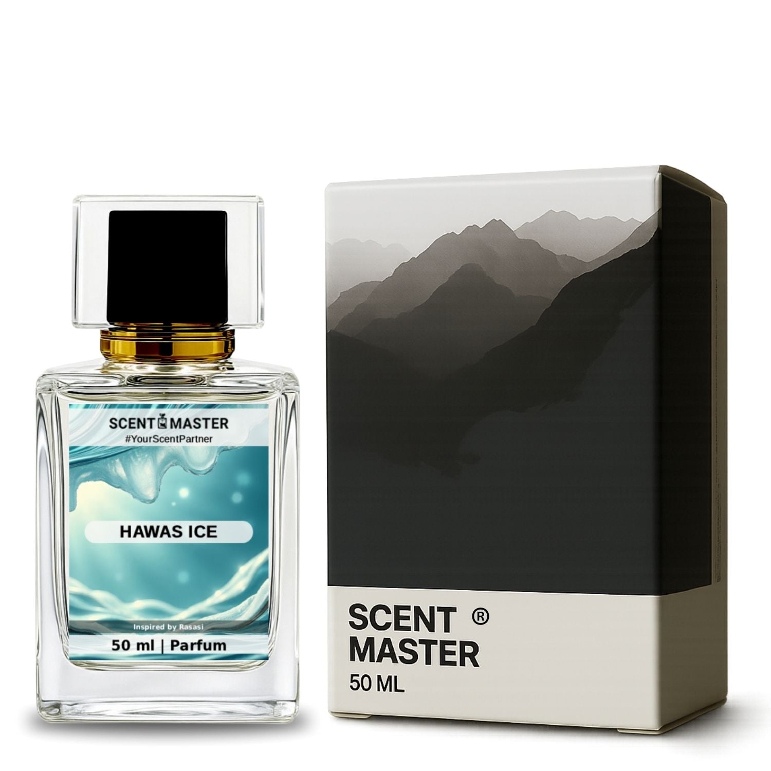 Scent Master Hawas Ice perfume bottle and packaging on a white background