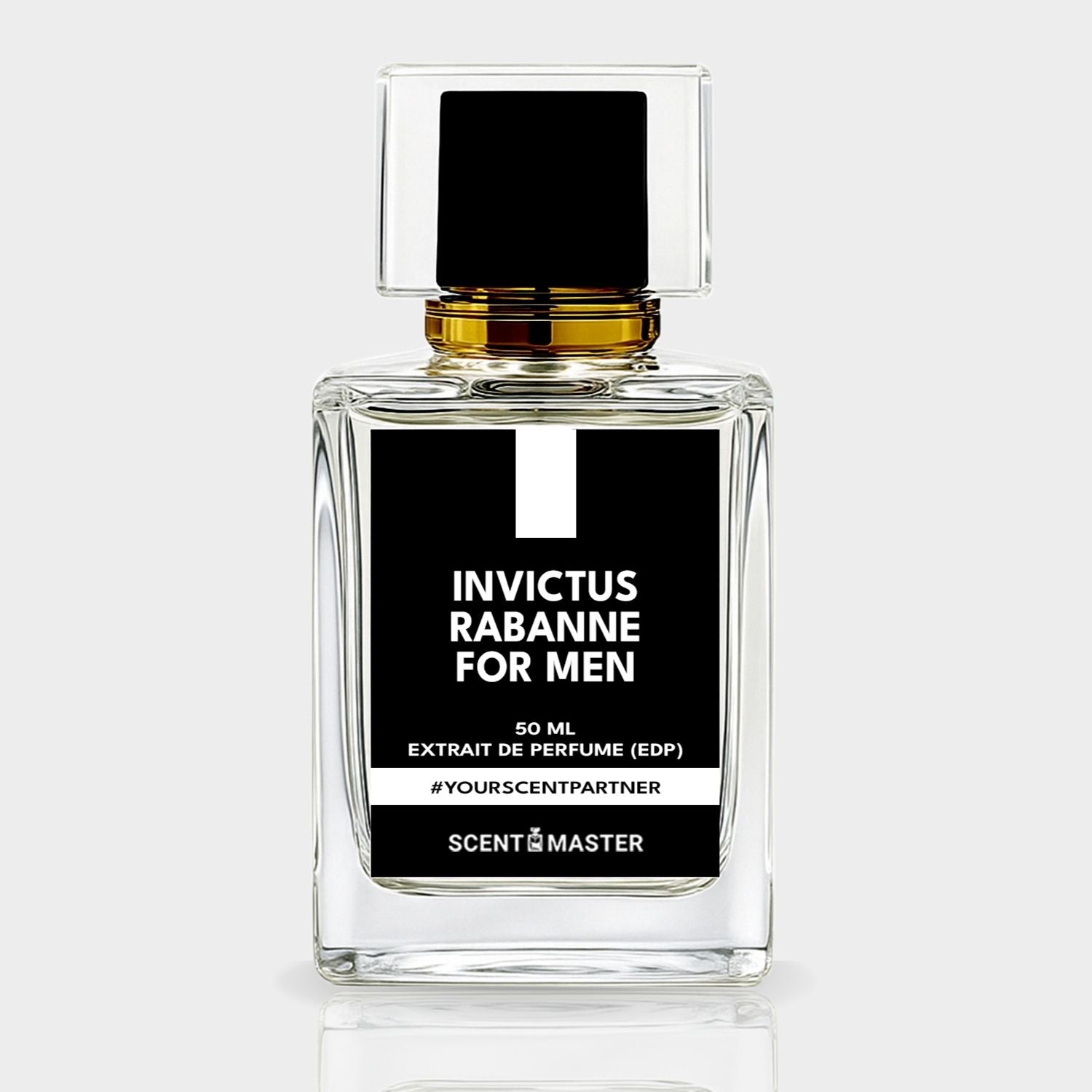 Invictus Rabanne for Men perfume bottle on a white background