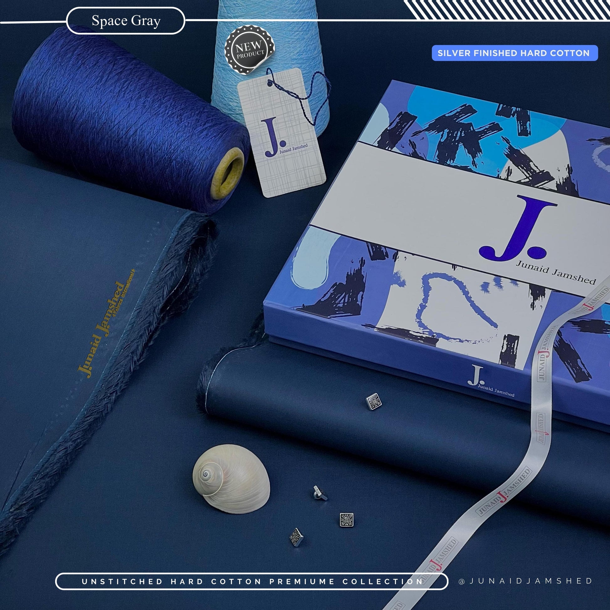 Silver Finish Paper Cotton Box Pack Unstitched Suit for Men - Space Gray - BRJP-17