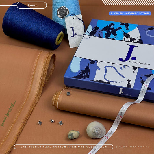 Silver Finish Paper Cotton Box Pack Unstitched Suit for Men - Bronze - BRJP-19
