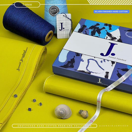 Silver Finish Paper Cotton Box Pack Unstitched Suit for Men - Lemon - BRJP-20