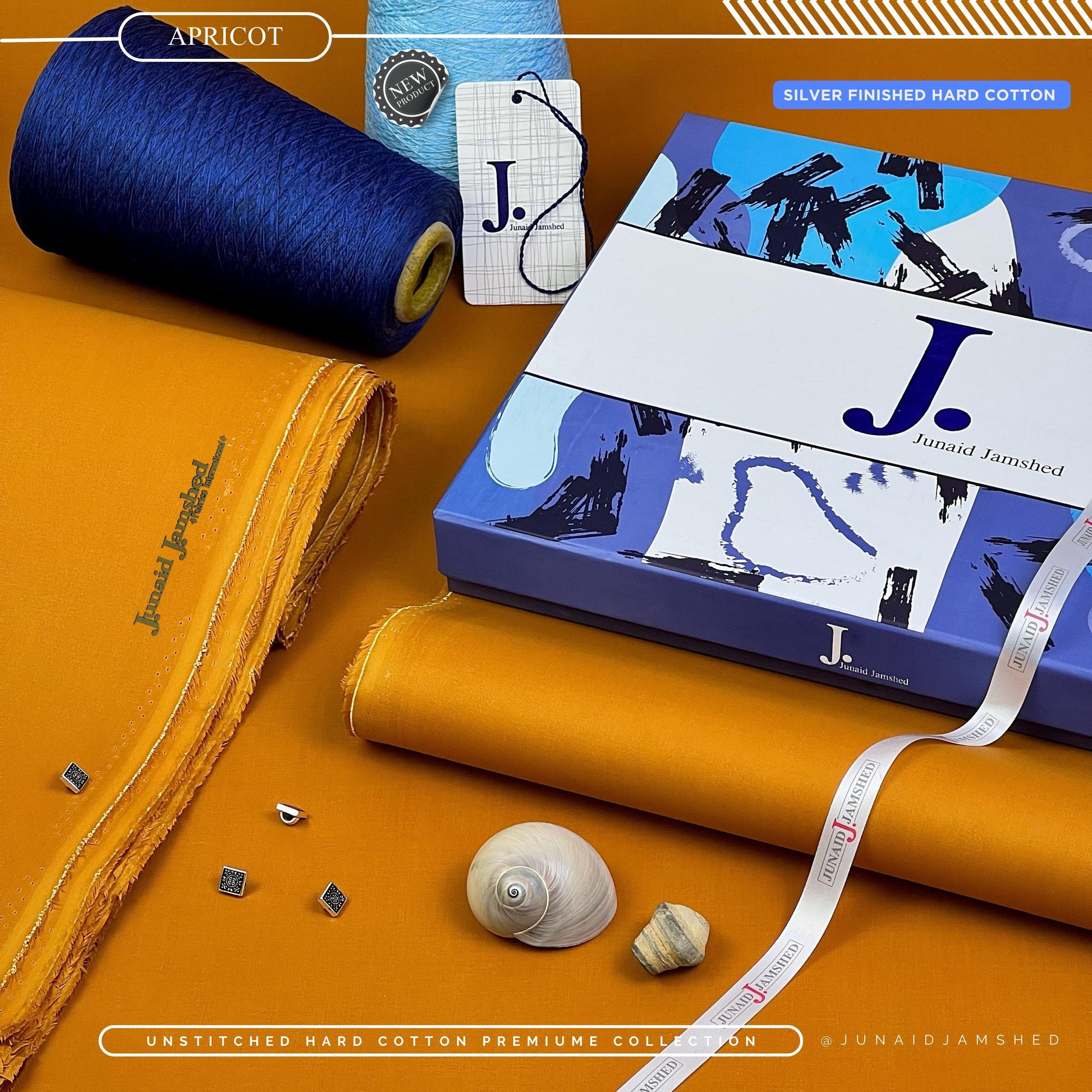 Silver Finish Paper Cotton Box Pack Unstitched Suit for Men - Apricot - BRJP-22