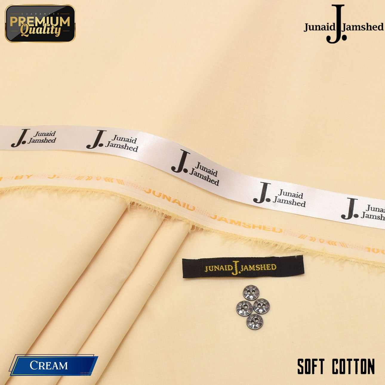 Premium Quality Summer Cotton Unstitched Suit for Men - Cream - JJCT-23