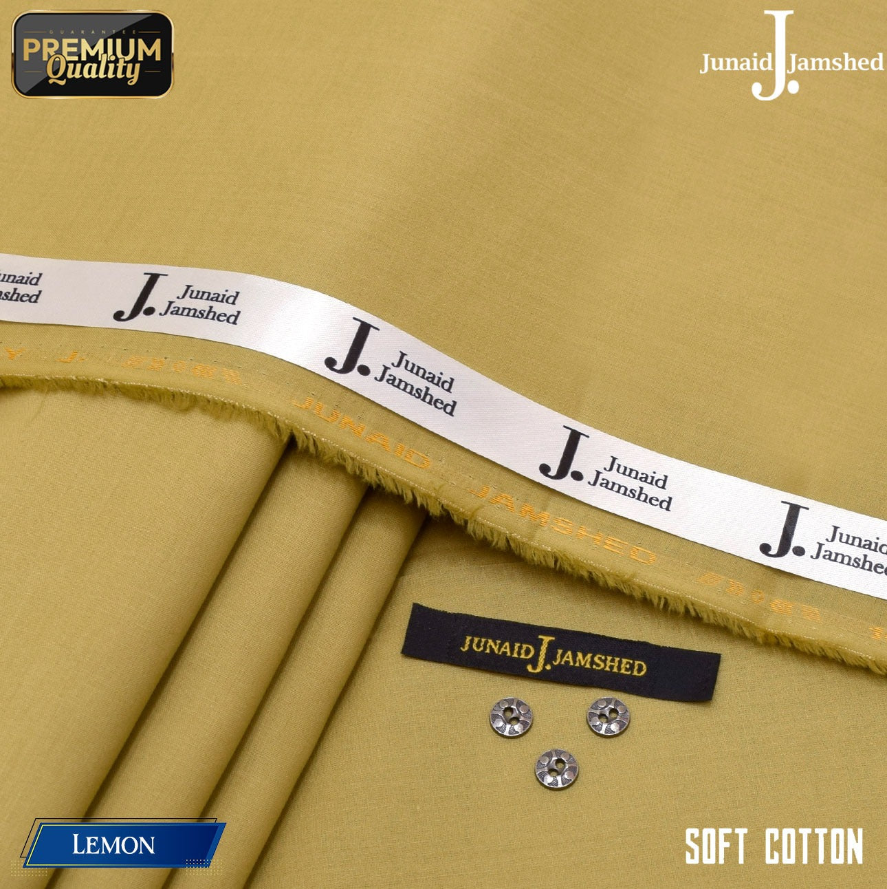 Premium Quality Summer Cotton Unstitched Suit for Men - Lemon - JJCT-25
