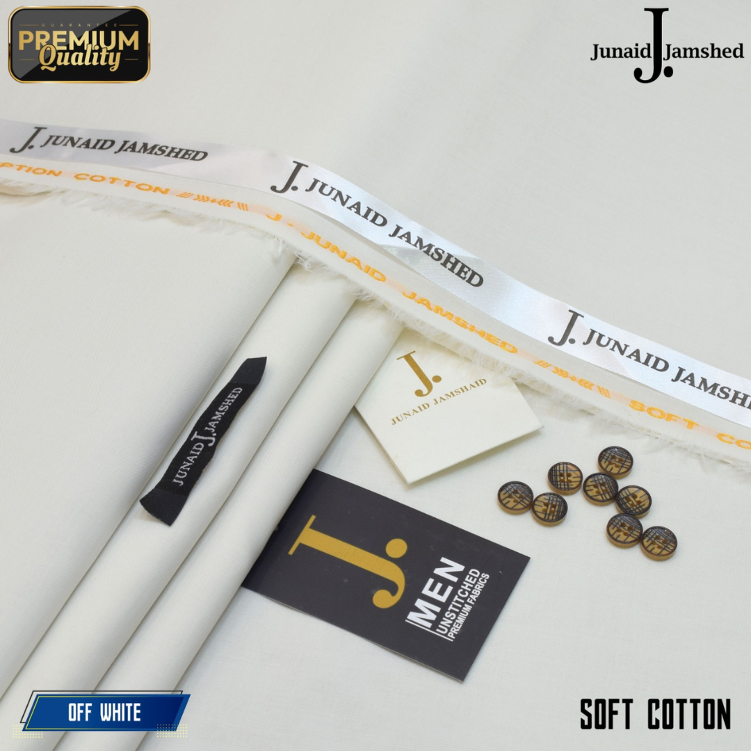 Premium Quality Summer Cotton Unstitched Suit for Men - Off White - JJCT-11