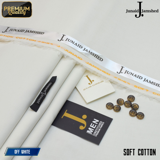 Premium Quality Summer Cotton Unstitched Suit for Men - Off White - JJCT-11