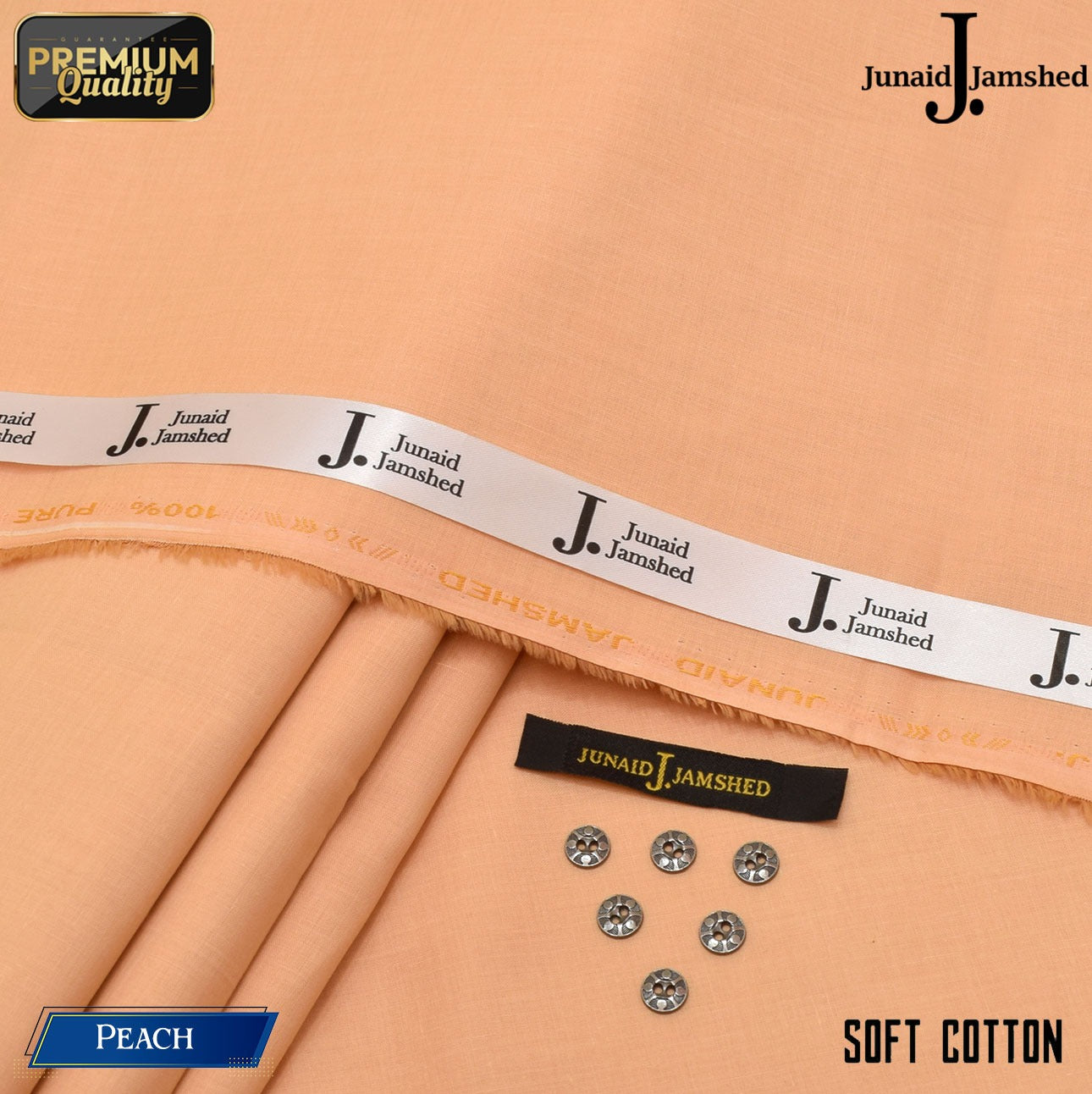 Premium Quality Summer Cotton Unstitched Suit for Men - Peach - JJCT-22