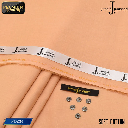 Premium Quality Summer Cotton Unstitched Suit for Men - Peach - JJCT-22