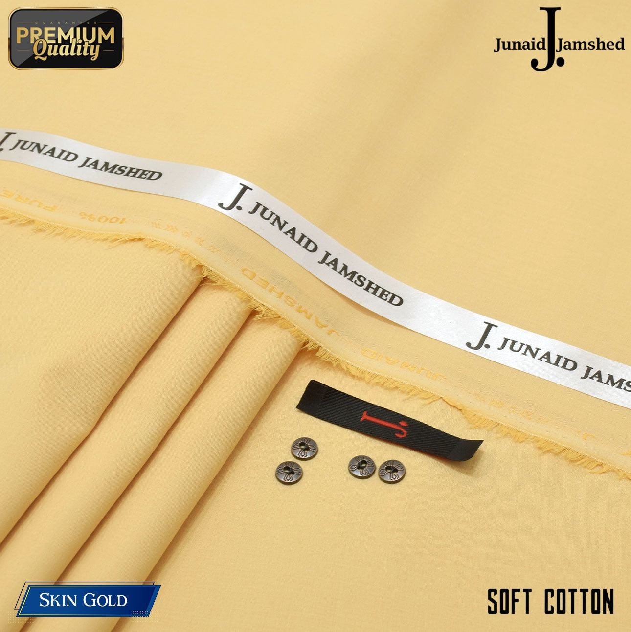 Premium Quality Summer Cotton Unstitched Suit for Men - Skin Gold - JJCT-20