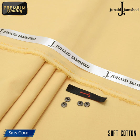 Premium Quality Summer Cotton Unstitched Suit for Men - Skin Gold - JJCT-20
