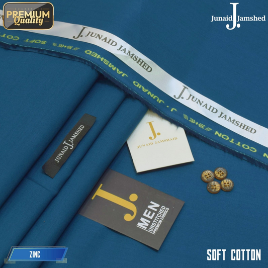 Premium Quality Summer Cotton Unstitched Suit for Men - Zinc - JJCT-17