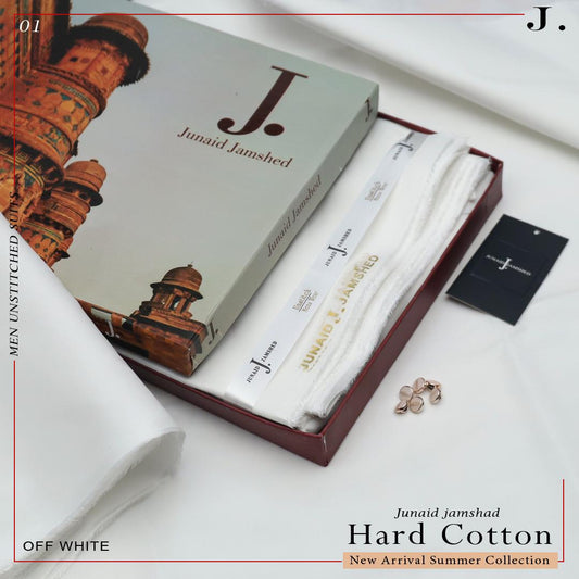 Royal Egyptian Cotton Unstitched Suit Fabric - Premium Boxed Collection for Men - Off White - JJHCB-05