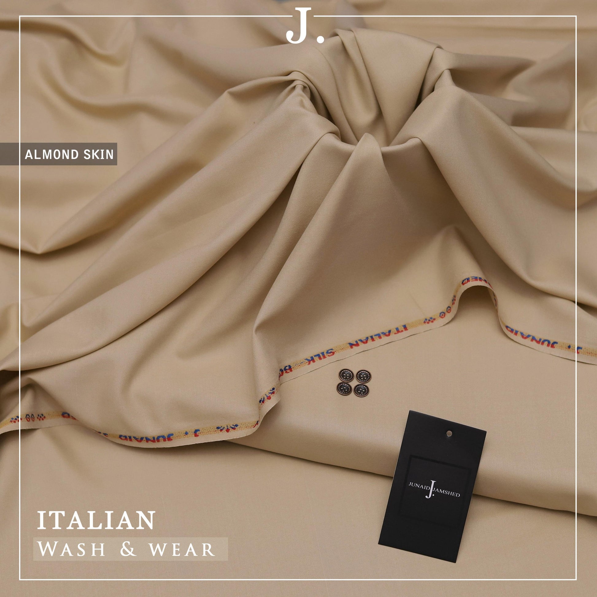 j dot Italian Silk Boski Wash n Wear Unstitched Suit for Men | Almond Skin