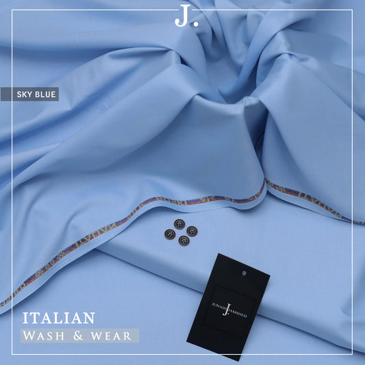 j dot Italian Silk Boski Wash n Wear Unstitched Suit for Men | Sky Blue