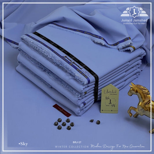 J Dot Wash and Wear Unstitched Suit for Men | 4 Season | Sky | BRJ-17