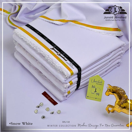 J Dot Wash and Wear Unstitched Suit for Men | 4 Season | Snow White | BRJ-18