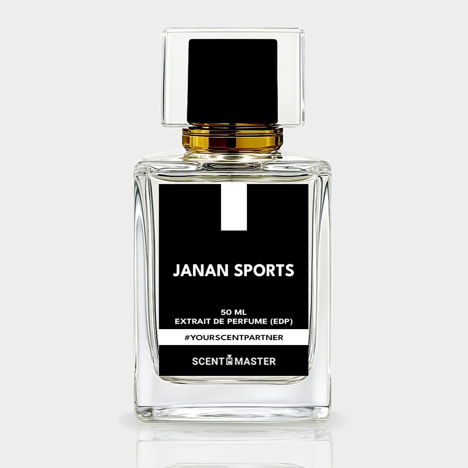 Perfume bottle labeled 'JANAN SPORTS' on a white background