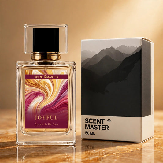 Joyful perfume bottle and box packaging by Scent Master