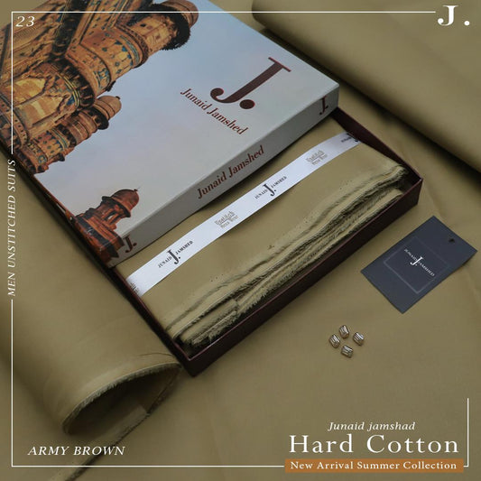 Royal Egyptian Cotton Unstitched Suit Fabric - Premium Boxed Collection for Men - Army Brown - JJHCB-14