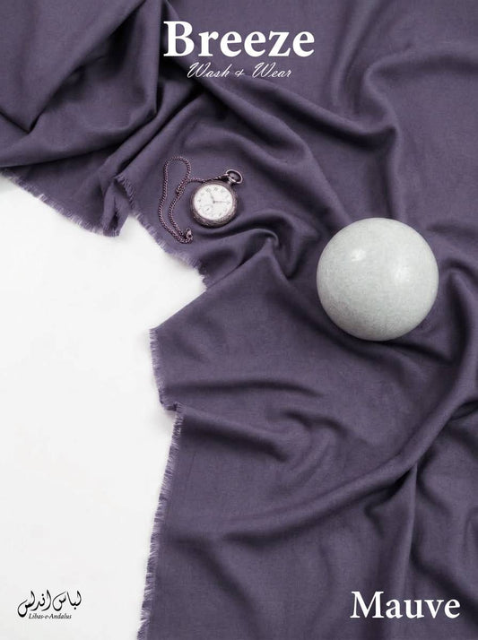 Mauve Breeze Wash and Wear unstitched fabric for men draped in soft folds, Libas-e-Andalus