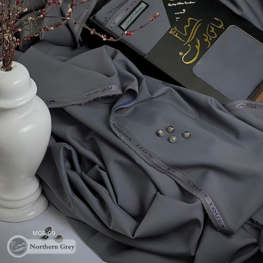 Libas-e-Yousaf Magma Flow Premium Quality Winter Wash and Wear Unstitched Suit for Men | Northern Gray | MGF-09