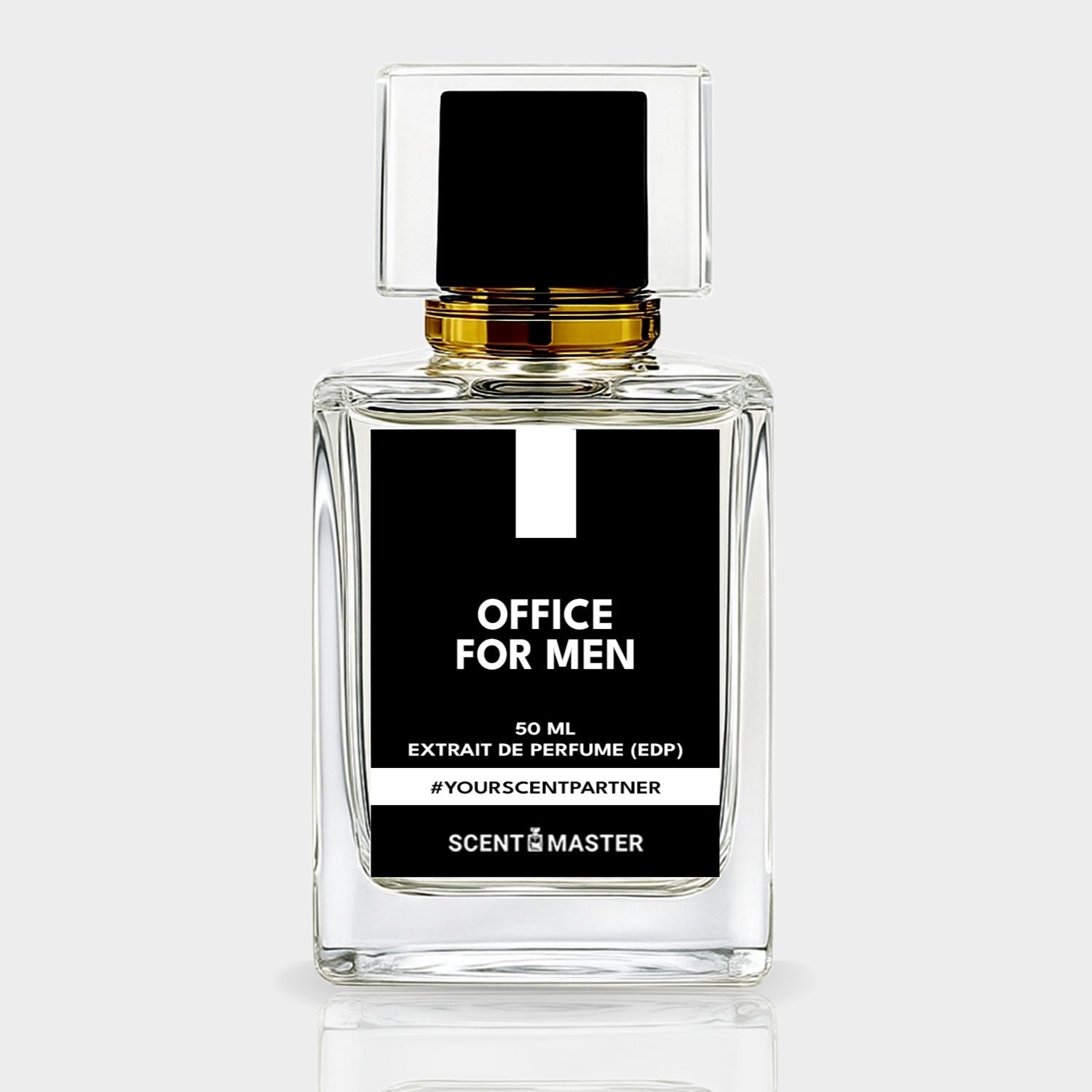 Perfume bottle labeled 'Office for Men' by Scent Master on a white background