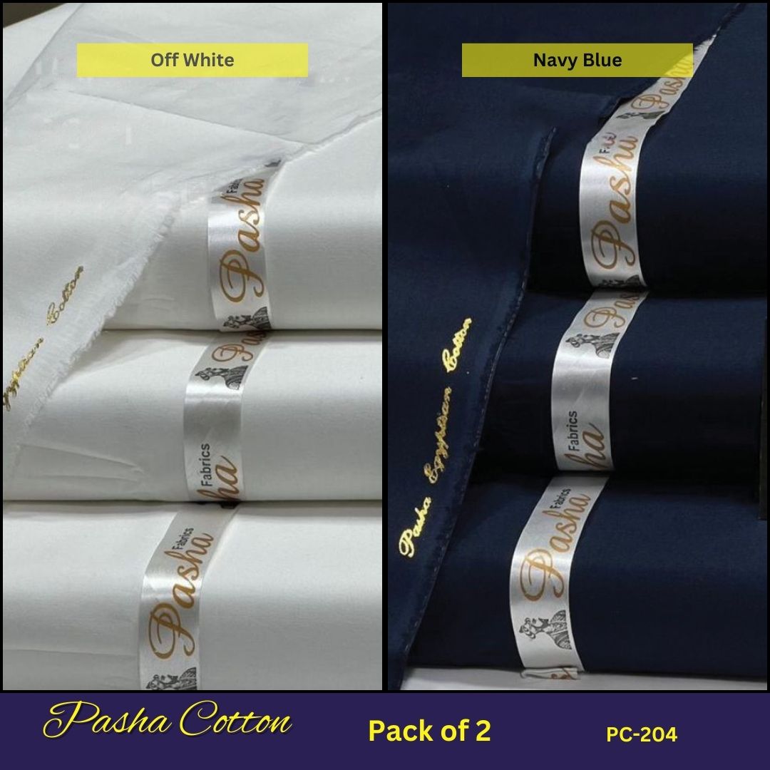 Deal of 2 PASHA Premium Quality Soft Cotton Unstitched Suit for Men | PC-204