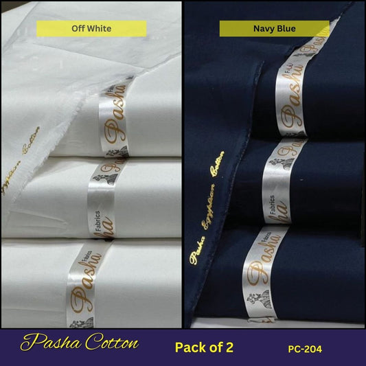 Deal of 2 PASHA Premium Quality Soft Cotton Unstitched Suit for Men | PC-204
