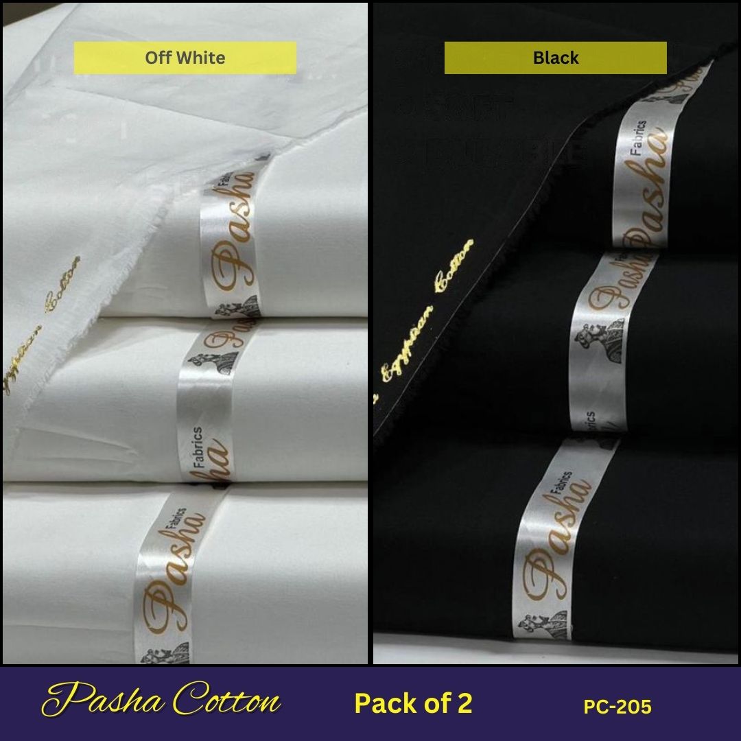 Deal of 2 PASHA Premium Quality Soft Cotton Unstitched Suit for Men | PC-205