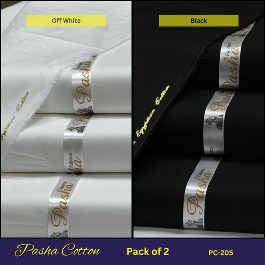 Deal of 2 PASHA Premium Quality Soft Cotton Unstitched Suit for Men | PC-205