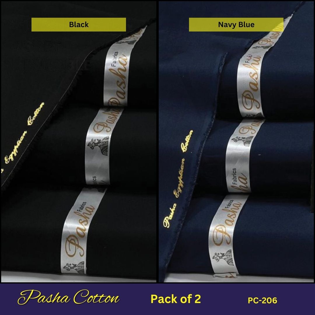 Deal of 2 PASHA Premium Quality Soft Cotton Unstitched Suit for Men | PC-206