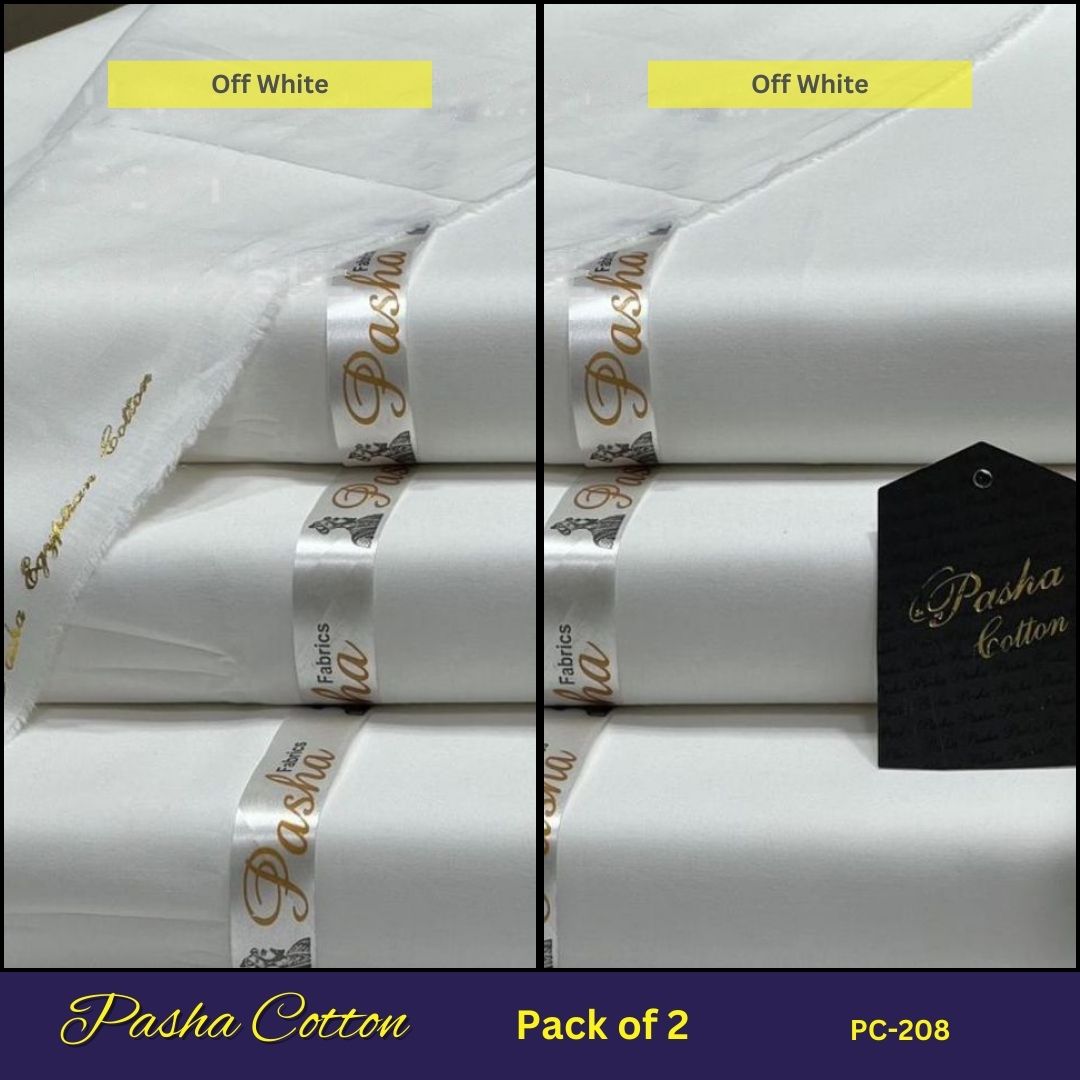 Deal of 2 PASHA Premium Quality Soft Cotton Unstitched Suit for Men | PC-208